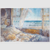Strand caravan slaapkamer uitzicht decoupage tissuepapier (Voorkant)