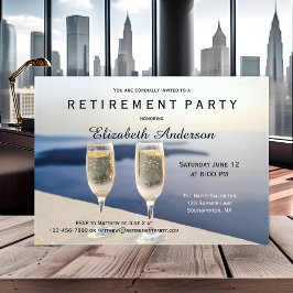 Strand Champagne Pensioen Party Uitnodiging