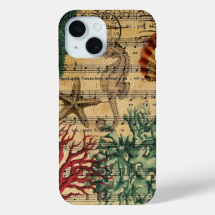 strand chic kust koraal zeepaardje schelpen iPhone 15 case