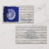 Strand chique drift hout nautische blauwe schelpen visitekaartje (Voorkant / Achterkant)