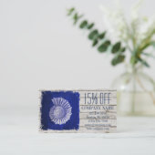 Strand chique drift hout nautische blauwe schelpen visitekaartje (Staand voorkant)