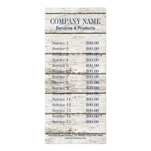 Strand chique drift hout nautische blauwe zeepaard reclamekaart (Achterkant)