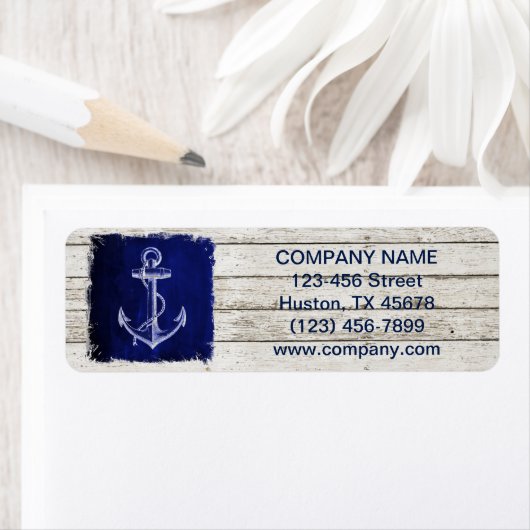 Strand chique hout nautische marine blauw anker etiket (Insitu)