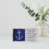 Strand chique hout nautische marine blauw anker kortingskaartje (Staand voorkant)