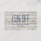 Strand chique hout nautische marine blauw anker kortingskaartje (Achterkant)