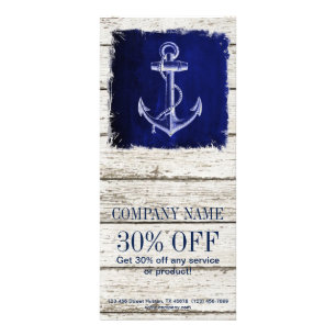 Strand chique hout nautische marine blauw anker reclamekaart