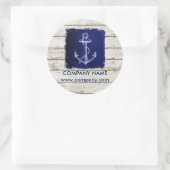Strand chique hout nautische marine blauw anker ronde sticker (Tas)