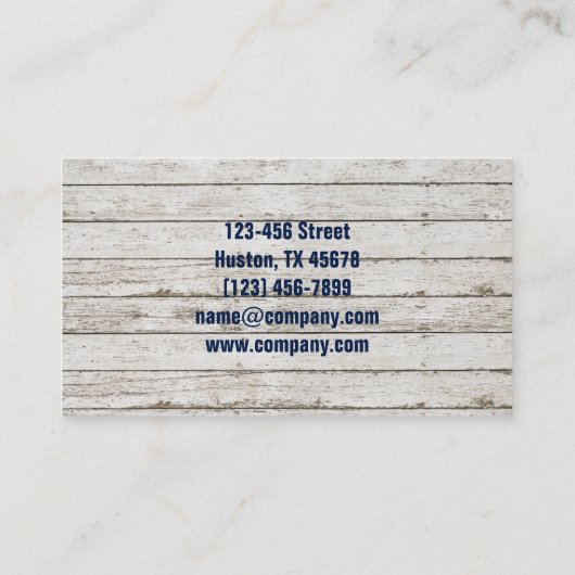 Strand chique hout nautische marine blauw anker visitekaartje (Achterkant)