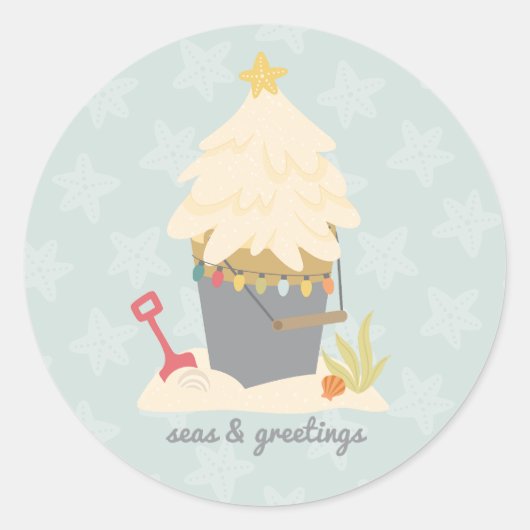 Strand Christmas Sand Pail Ronde Sticker (Voorkant)
