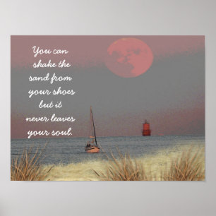 Strand citaat -- Schud het zand -- poster kunst