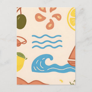 Strand Citroen Zomer Doodles Speelse Sfeer Briefkaart