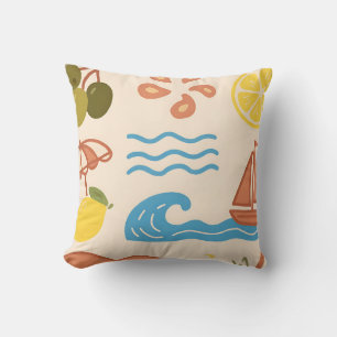 Strand Citroen Zomer Doodles Speelse Sfeer Kussen