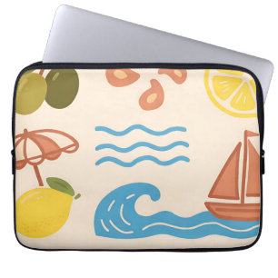 Strand Citroen Zomer Doodles Speelse Sfeer Laptop Sleeve