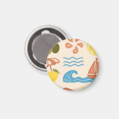 Strand Citroen Zomer Doodles Speelse Sfeer Magneet (Voorkant / Achterkant)