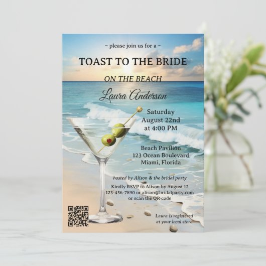 Strand Cocktail Vrijgezellenfeest Kaart (Staand voorkant)