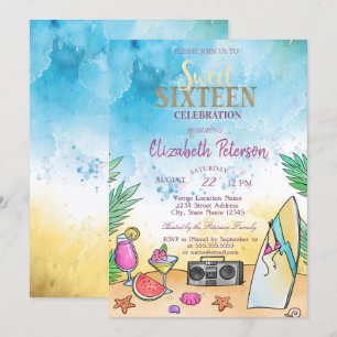 Strand Cocktail Vruchten Zomer Sweet 16 Feestje Kaart
