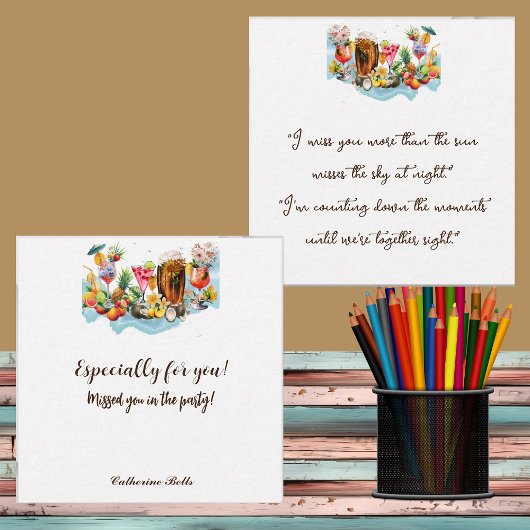 Strand Cocktails Tropical Fruits Party Missing You Notitiekaartje