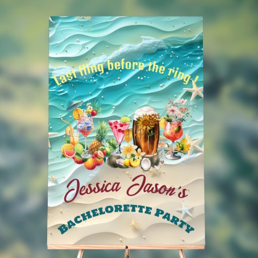 Strand Cocktails Tropische Vruchten Bachelorette P Acryl Bord (Neutraal)