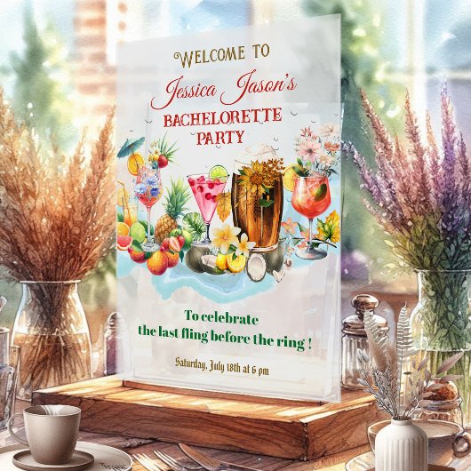 Strand Cocktails Tropische Vruchten Bachelorette P Acryl Bord