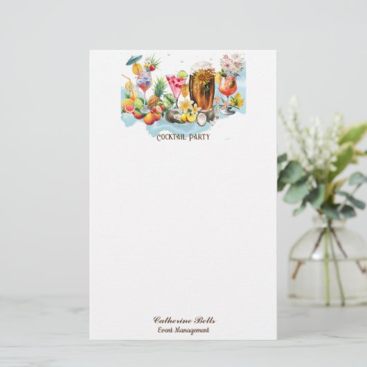 Strand Cocktails Tropische Vruchten Bachelorette P Briefpapier (Staand voorkant)