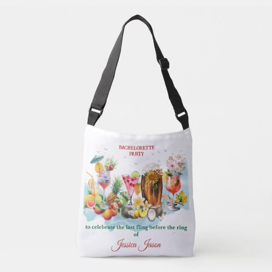 Strand Cocktails Tropische Vruchten Bachelorette P Crossbody Tas (Voorkant)