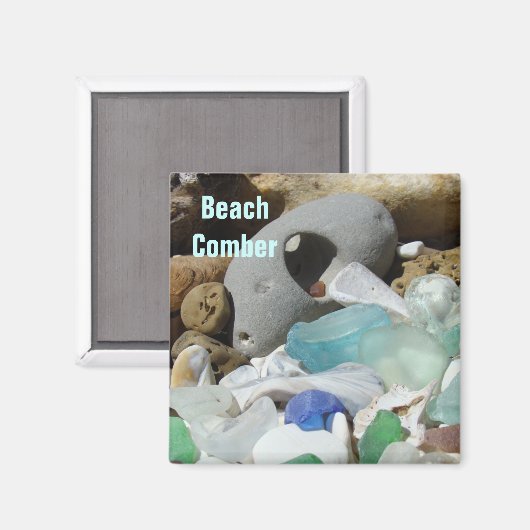 Strand Comber magneten Zeeglas Zee Fossielen (Voorkant / Achterkant)