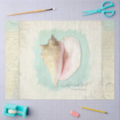 Strand Conch Zee Schelp Blauwe Aquarel Decoupage Tissuepapier (Craft)