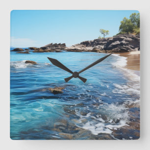 Strand Cove schilderij Vierkante Klok