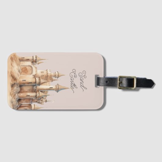 Strand Crème Zand Kasteel Bagagelabel (Voorkant (horizontaal))