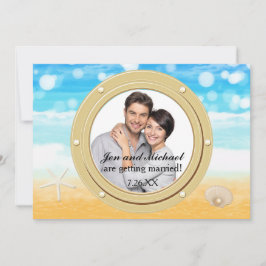 Strand Cruise Shell Trouwfoto Haven Foto Uitnodigi Kaart