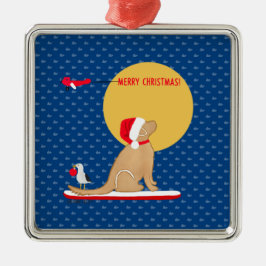 Strand Dag Surfen Golden Santa Dog Ornament