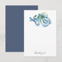 Strand Dank u Kaarten Blauwe Waterverf Octopus
