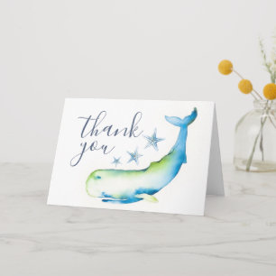 Strand Dank u Kaarten Blauwe Waterverf Walvis