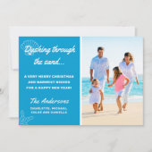 Strand Dashing door het Zand Kerstvakantie Feestdagenkaart (Voorkant)
