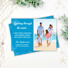 Strand Dashing door het Zand Kerstvakantie Feestdagenkaart