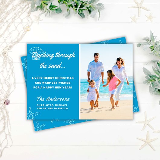 Strand Dashing door het Zand Kerstvakantie Feestdagenkaart