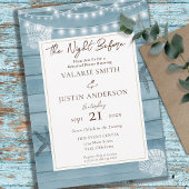 Strand de nacht voor bruiloft repetitie diner kaart