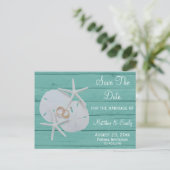 Strand Destination Wedding Sla de datum Briefkaart (Staand voorkant)