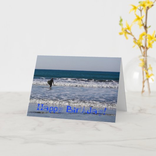 Strand die Gelukkige Verjaardag surfen Kaart (Gele Bloem)