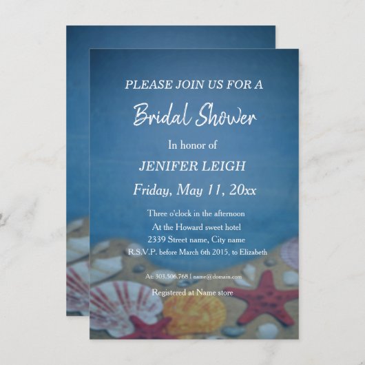 Strand diep blauw bruiloft vrijgezellenfeest kaart (Voorkant / Achterkant)