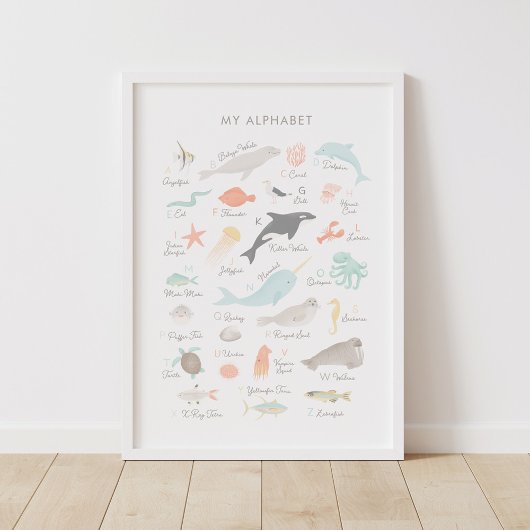 Strand Dierenalfabet Kraamdecoratie Poster