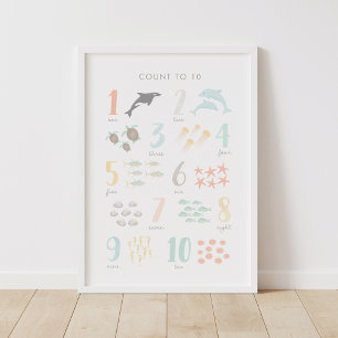 Strand Dierentelling Nursery Decor Poster