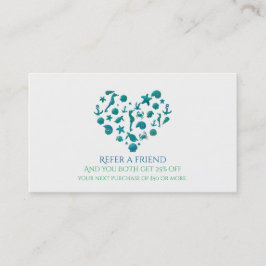 Strand Dingen Blauwgroen Waterverf Modern Verwijs  Aanbevelingskaartje