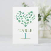 Strand Dingen Groen Aquarel Tafel Nummer Kaarten (Staand voorkant)