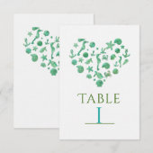 Strand Dingen Groen Aquarel Tafel Nummer Kaarten (Voorkant / Achterkant)