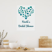Strand Dingen Teal Watercolor Moderne Banner Poste Poster (Keuken)