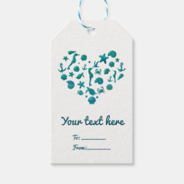 Strand Dingen Teal Waterverf Modern Chic Elegant Cadeaulabel