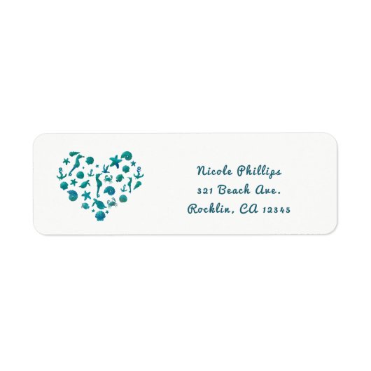 Strand Dingen Teal Waterverf Modern Chic Elegant Etiket (Voorkant)