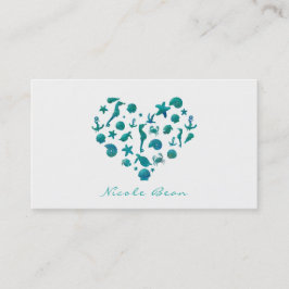 Strand Dingen Teal Waterverf Modern Chic Elegant Visitekaartje