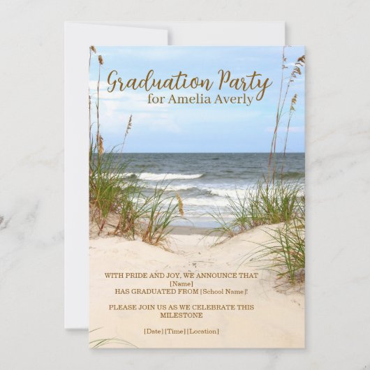 Strand diploma-uitreiking feest kaart (Voorkant)